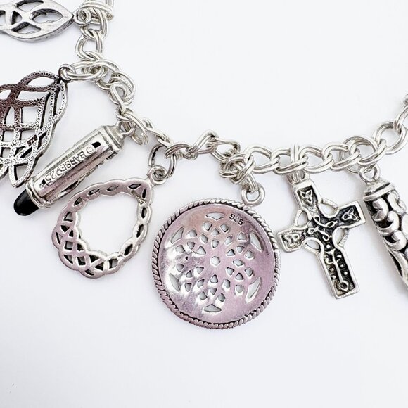 VTG Sterling Silver 925 Celtic Knot & Heart Charm Bracelet Size 8.5" Length - Picture 2 of 14